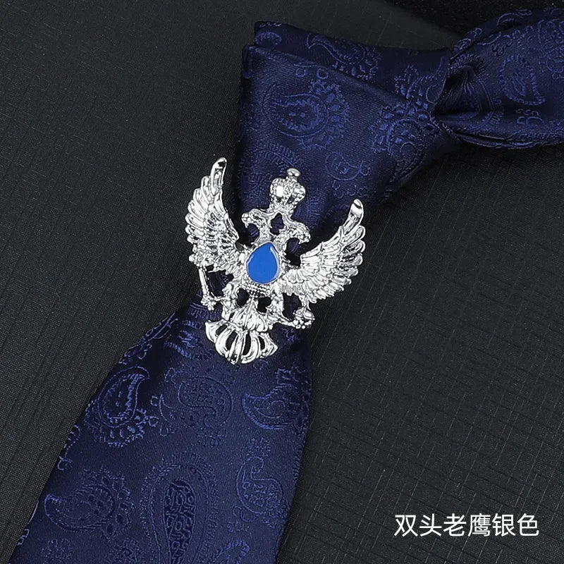 Vintage Knight Business Shirt Tie Buckle Collar Clip Tie Hoop Rudder Eagle Tie Hoop Crystal Rhinestone Jewelry Men Accessories