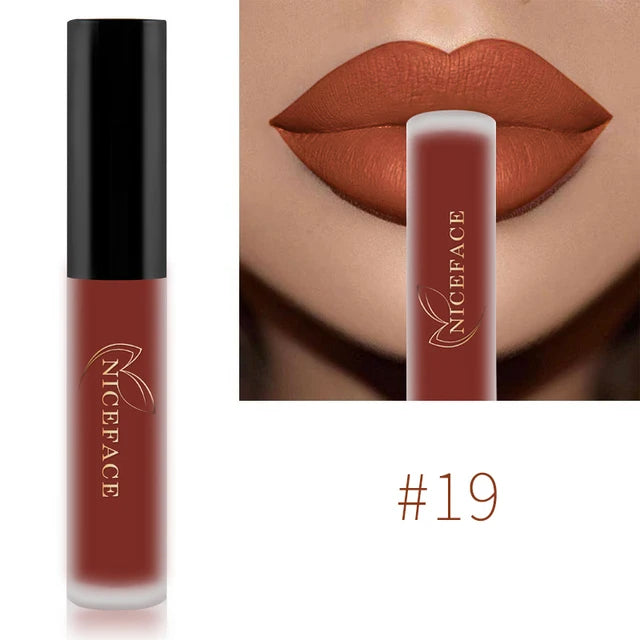 NICEFACE 29 Colors Liquid Lipstick Makeup Waterproof Matte Red Lip Gloss Long Lasting Nude Lip Tint Makeup Pigment Cosmetics - Clikcy
