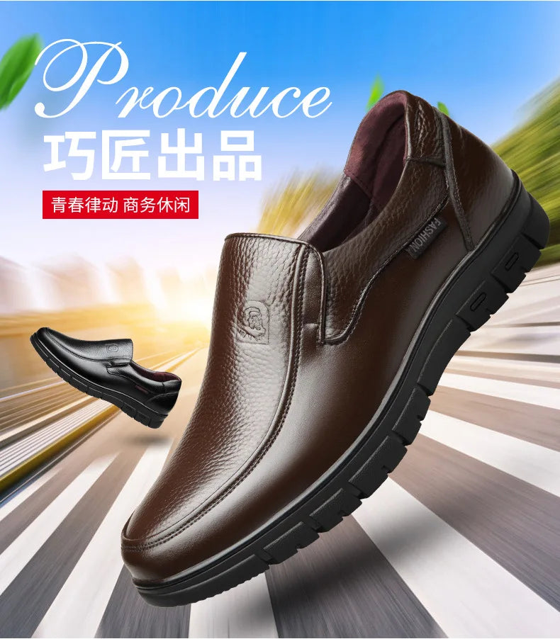 New Genuine Leather Handmade Shoes Casual Shoes For Men Flat Platform Walking Shoe Outdoor Footwear Loafers Breathable Sneakers - Clikcy