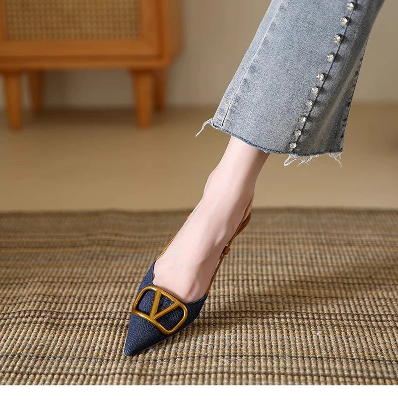 Fashion Slingback Black Comfortable Women Summer Pumps Shoes Outside Very High Heel Sandals 2025 Trend for Wedding Party Dress - Clikcy