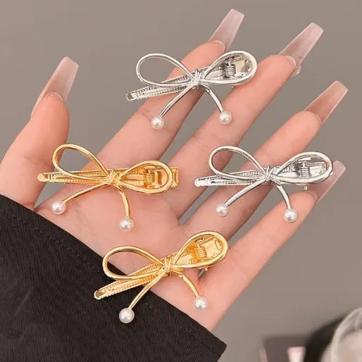 1/4pcs Mini Gold Metal Bow Hair Clips Little Girls Sweet Candy Pearl Bow Knot Hairpins Hairgrips Barrette Hair Accessories - Clikcy