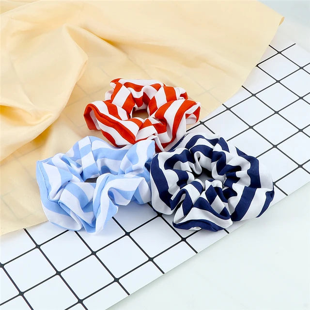 3Pcs/Lot Korean Printing Large Hair Bands For Women Girl Elastic Hair Ring Fashion Scrunchies Dating Party Headdress Accessories