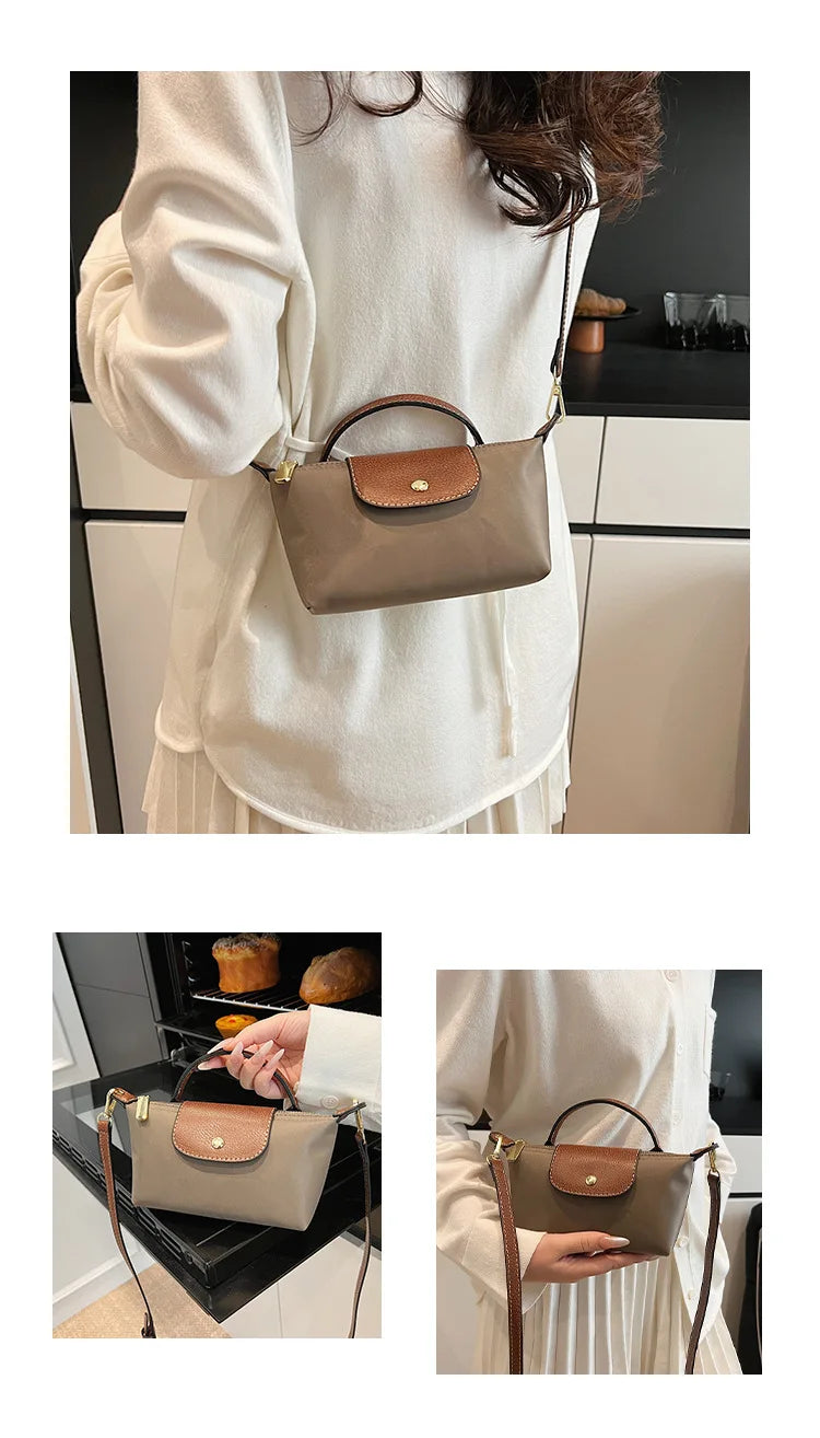 2025 summer lightweight shoulder crossbody bag, fashionable women's bag, plaid canvas, personalized and versatile dumpling bag - Clikcy