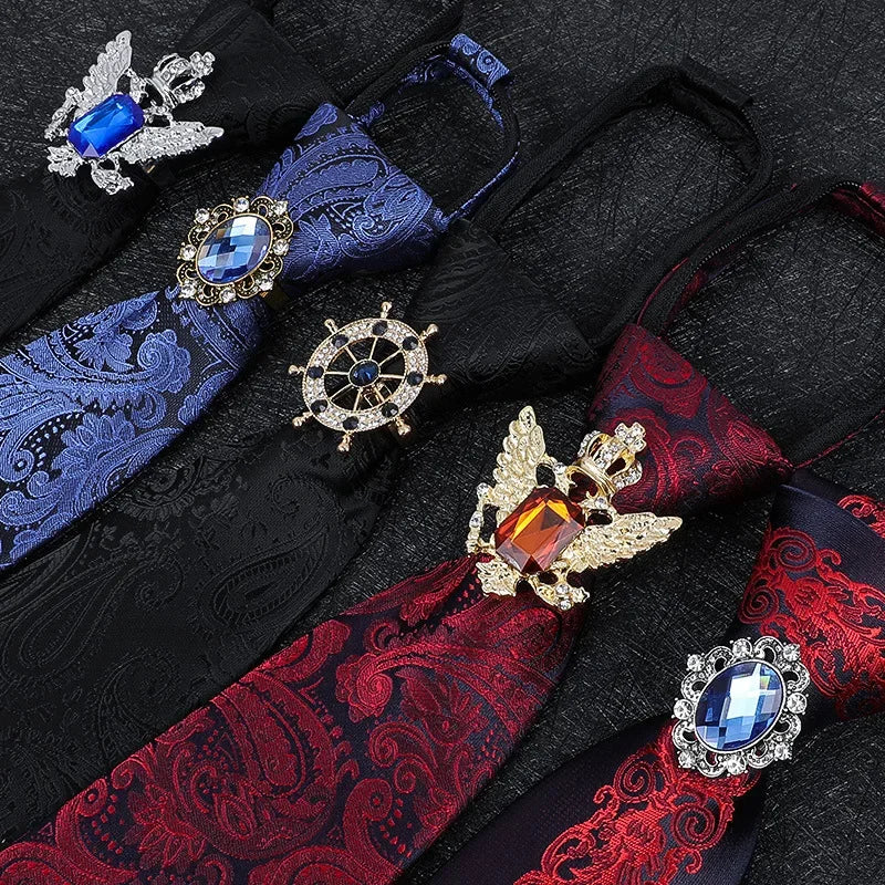 Vintage Knight Business Shirt Tie Buckle Collar Clip Tie Hoop Rudder Eagle Tie Hoop Crystal Rhinestone Jewelry Men Accessories - Clikcy