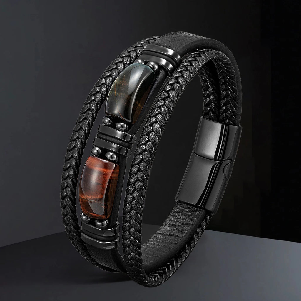 Wholesale Natural Stone Leather Bracelet Bulk Order for Men Women Handmade Adjustable Boho Beaded Jewelry - Clikcy