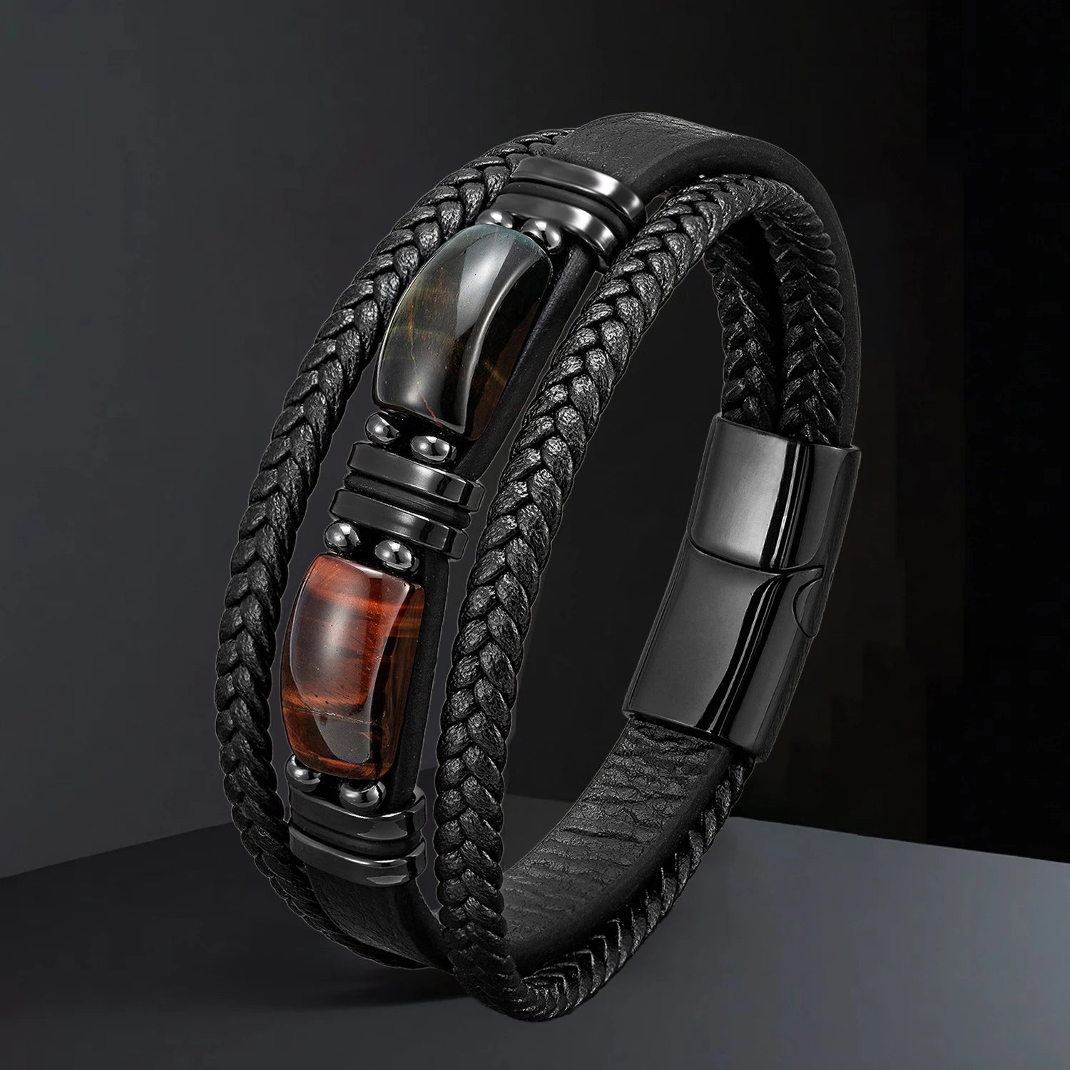 Wholesale Natural Stone Leather Bracelet Bulk Order for Men Women Handmade Adjustable Boho Beaded Jewelry - Clikcy