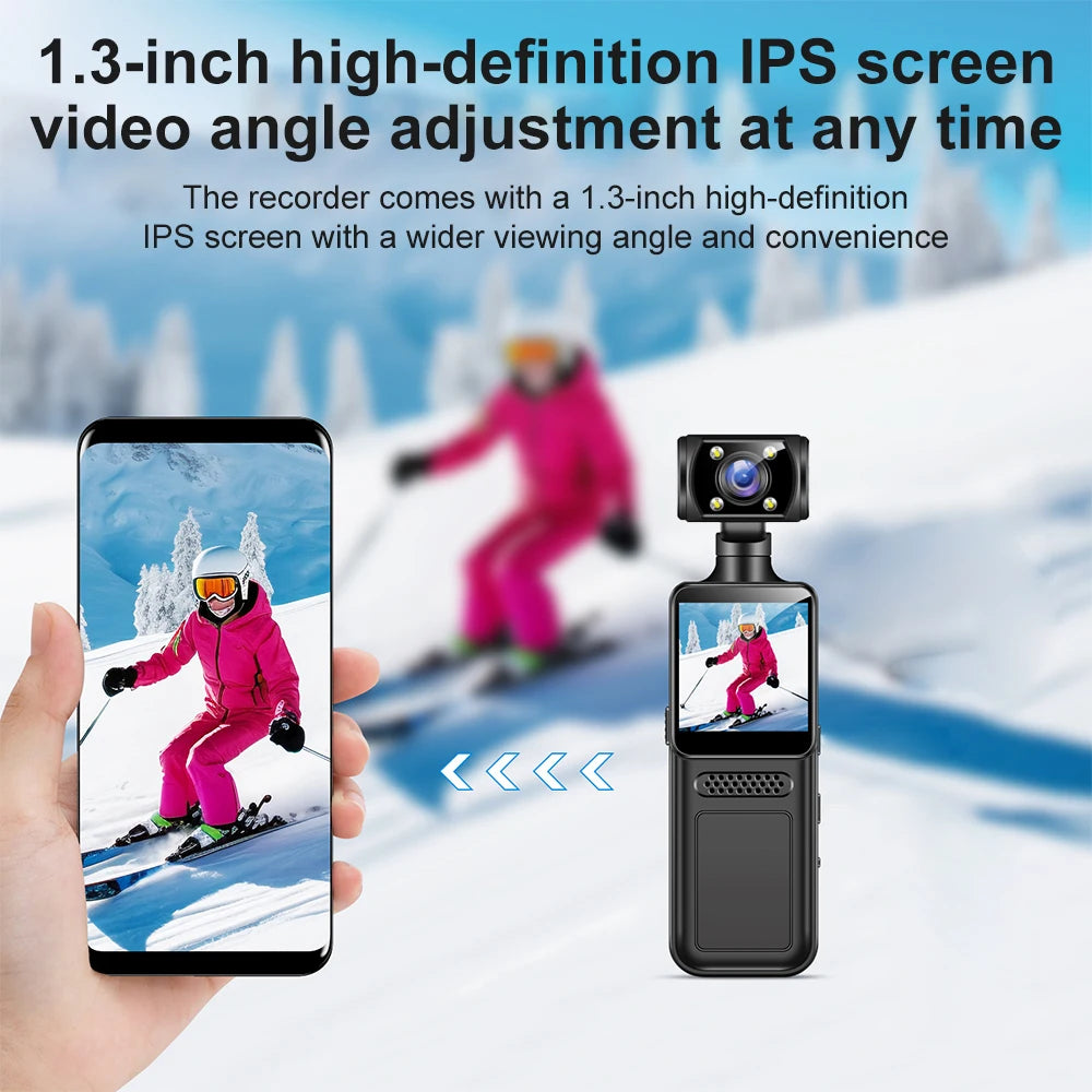 128GB 4K Ultra HD Action Mini Camera 180 Rotatable Vlog Wifi Sports Cam Waterproof Case Helmet Travel Bicycle Driver Recorder - Clikcy