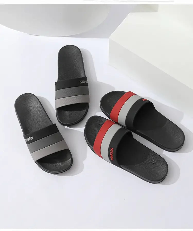 Striped Non Slip Quick-drying Slippers Soft Sole for Men Women Comfortable Shoes Indoor Outdoor Beach Shower Bathroom Slippers - Clikcy