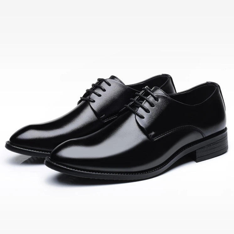 Classic Derby Shoes Men Leather Dress Basic Lace-up Casual Business Wedding Party Comfortable Shoe For Man