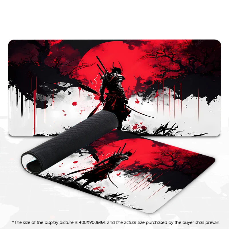Samurai Warrior Mouse Pad Gamer Computer Accessories Keyboard Table Mat Black Mousepad Company Gaming Laptop Desk Accessory Pc - Clikcy