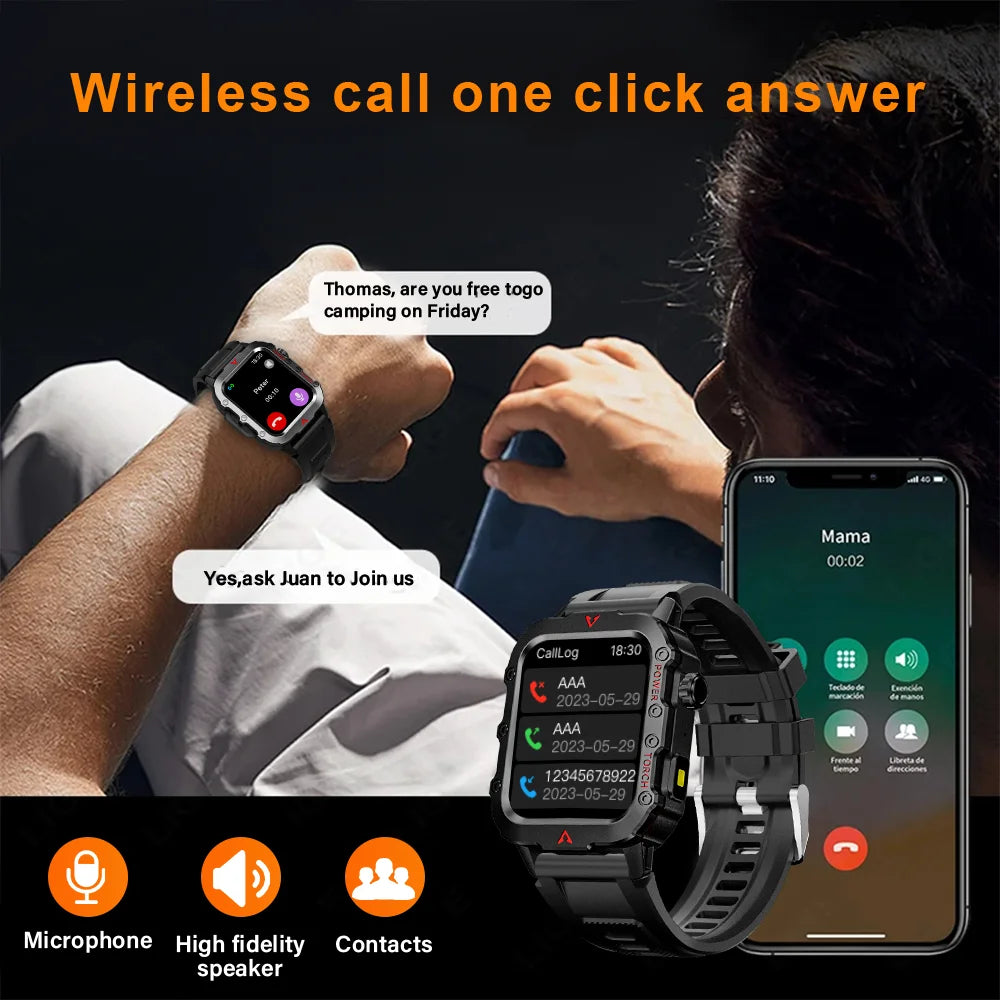 Outdoor Smartwatches For Huawei Xiaomi Connect Phone Men Flashlight Weather Distance Message Sport Tracker Bluetooth Smart Watch - Clikcy