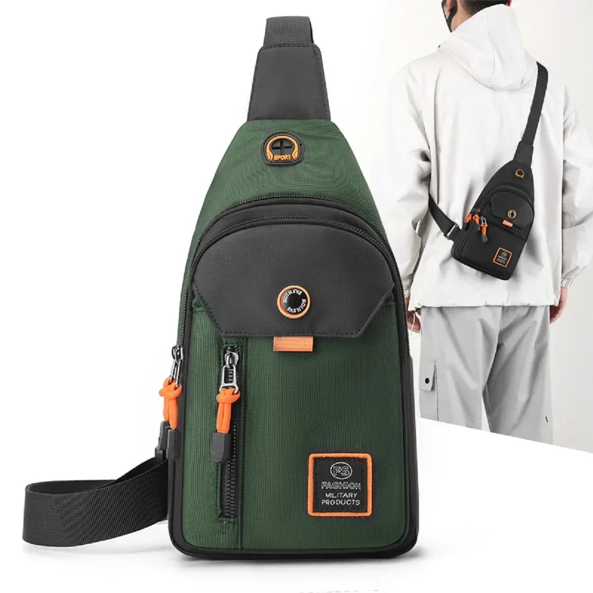 Mens Adventure Sling Backpack - Spacious Rugged for Outdoor Sports Hiking and Travel - Versatile Chest Bag with Multiple Pockets - Clikcy