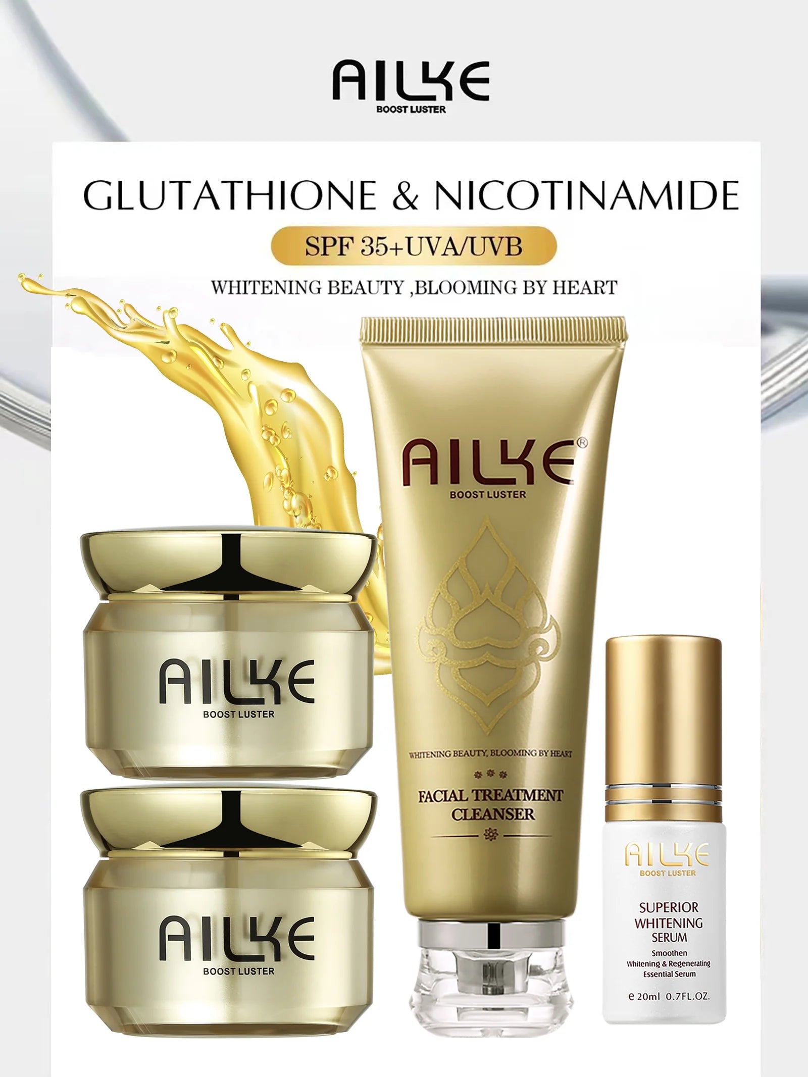 AILKE Whitening Moisturizing Facial Cream, Naturally Brighten Skin Tone, Remove Dark Spots, Clean Skin With Nicotinamide Spf35+ - Clikcy