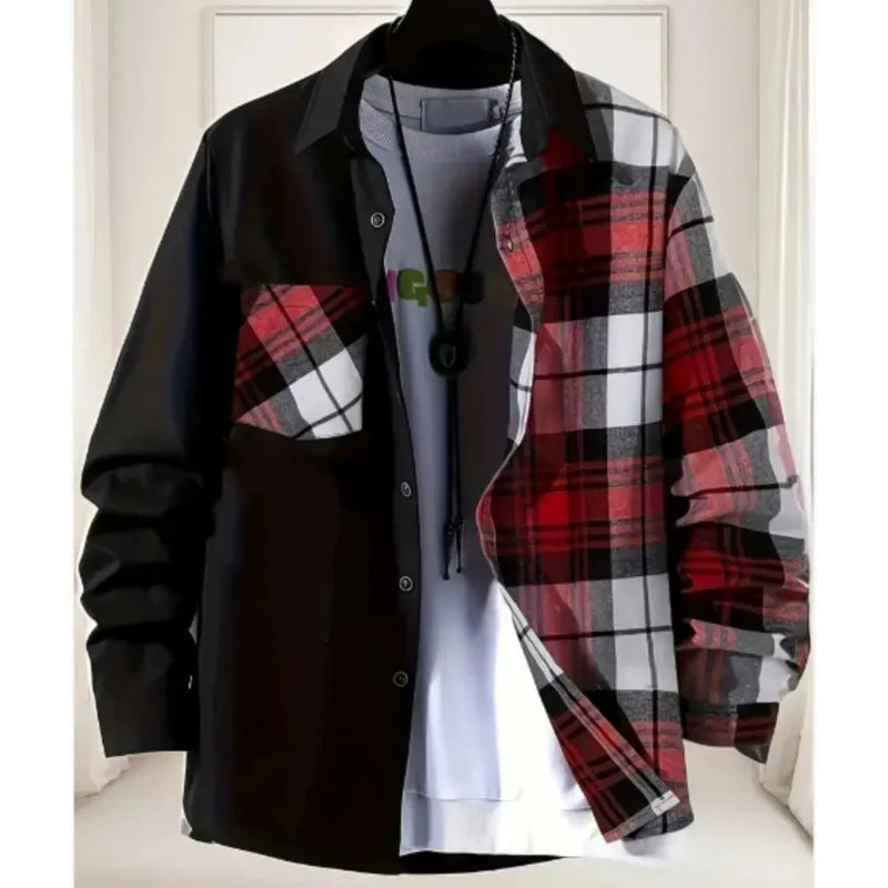 New Men's Casual Shirt Spring Autumn Comfortable High quality Fashion trend Color Lapel Pocket Loose long sleeve Cardigan tops - Clikcy