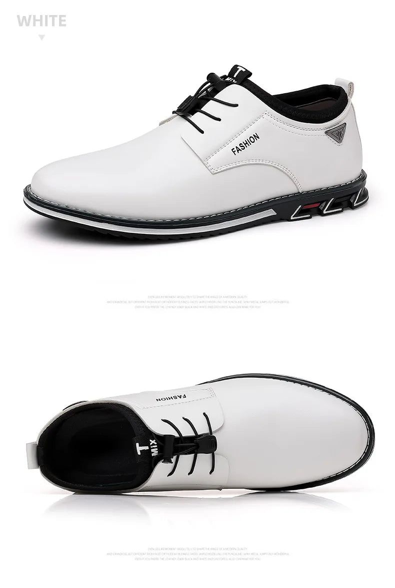 New Business Casual Shoes for Men Lace Up Formal Shoes for Male Black Leather Oxfords Plus Size Wedding Party Office Dress Shoes