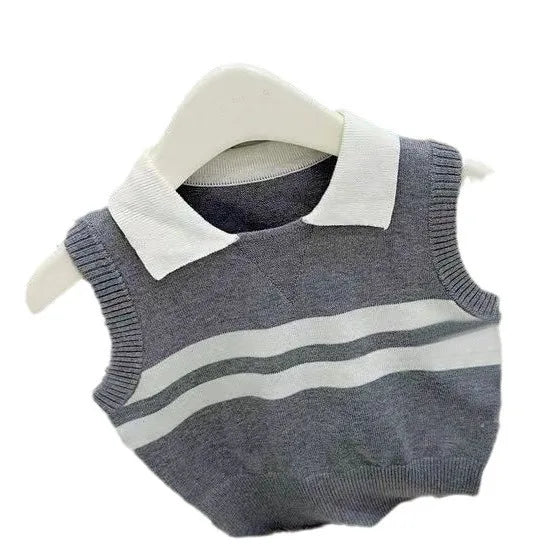 Summer Ins Baby Girls 2PCS Clothes Set Knitted Thin Sleeveless Polo Tank Top Pleated Solid Skirts Suit Kids Girls Outfits - Clikcy