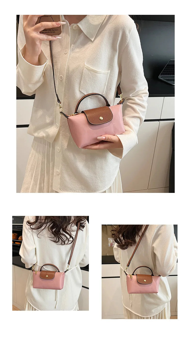 2025 summer lightweight shoulder crossbody bag, fashionable women's bag, plaid canvas, personalized and versatile dumpling bag - Clikcy