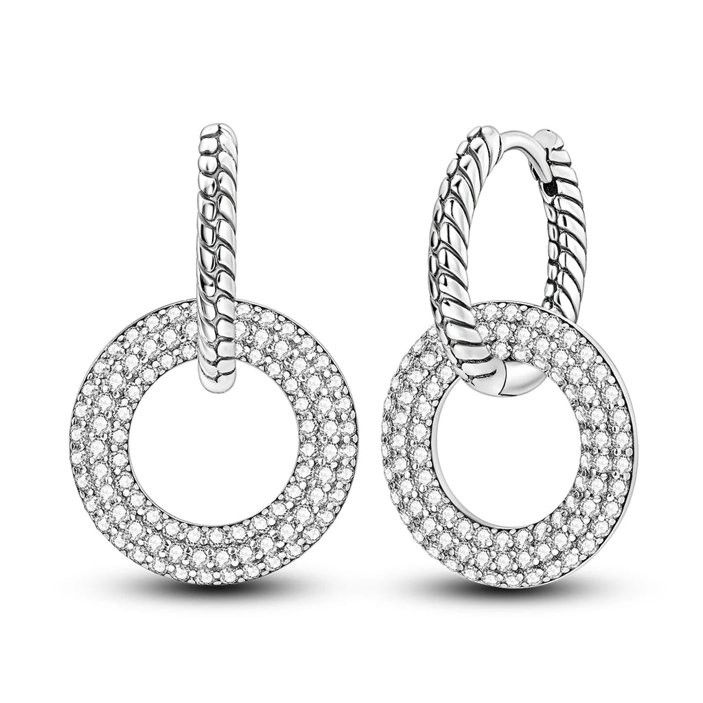 Original 925 Sterling Silver Women Hoop Earrings High Quality Shine Zircon U Shaped Classic Style Earring For Women Jewelry Gift