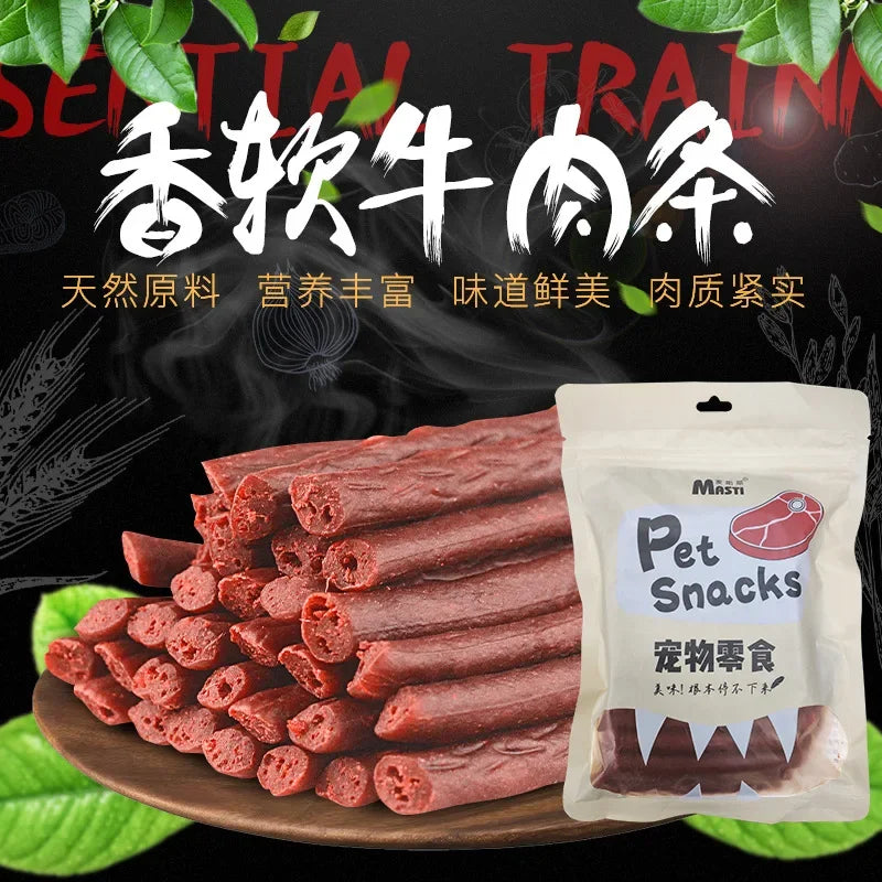 500g Pet Snacks Dog Snacks Fragrant Soft Beef Strips Balanced Nutrition Teeth Grinding and Cleaning Dog Training Reward Snacks - Clikcy