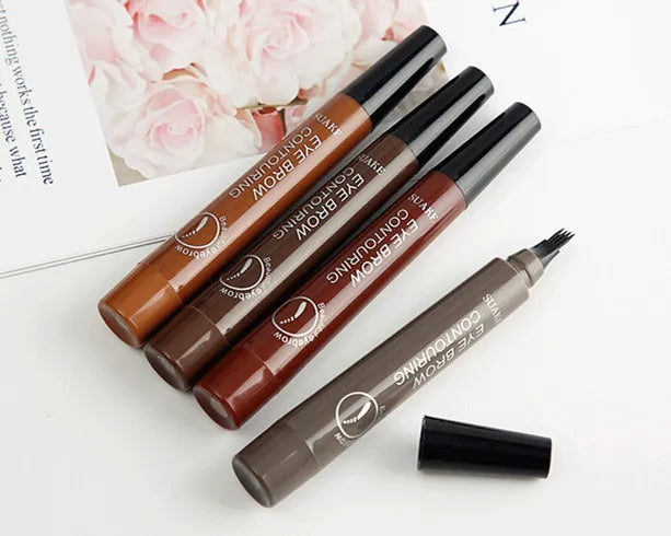4 Splitted Head Eyebrow Pencil Long Last Smudge Proof Waterproof Sweat Proof High Pigmented Easy Applying Liquid Eyebrow Pencil - Clikcy