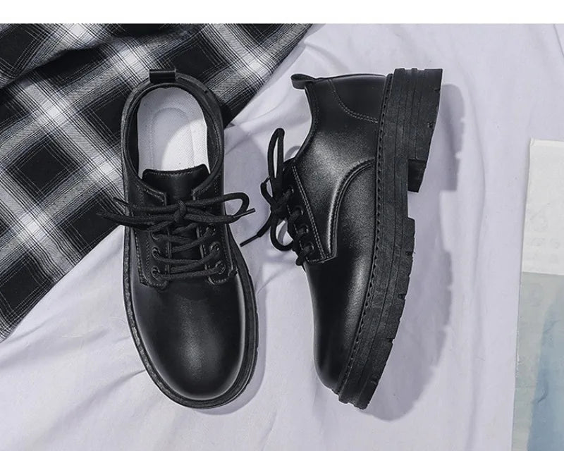 Men's Shoes Black Fashion Business Leather Shoe Platform Oxfords Anti-slip Thick Tottom Male Derby Shoe Loafers Chaussure Hommes