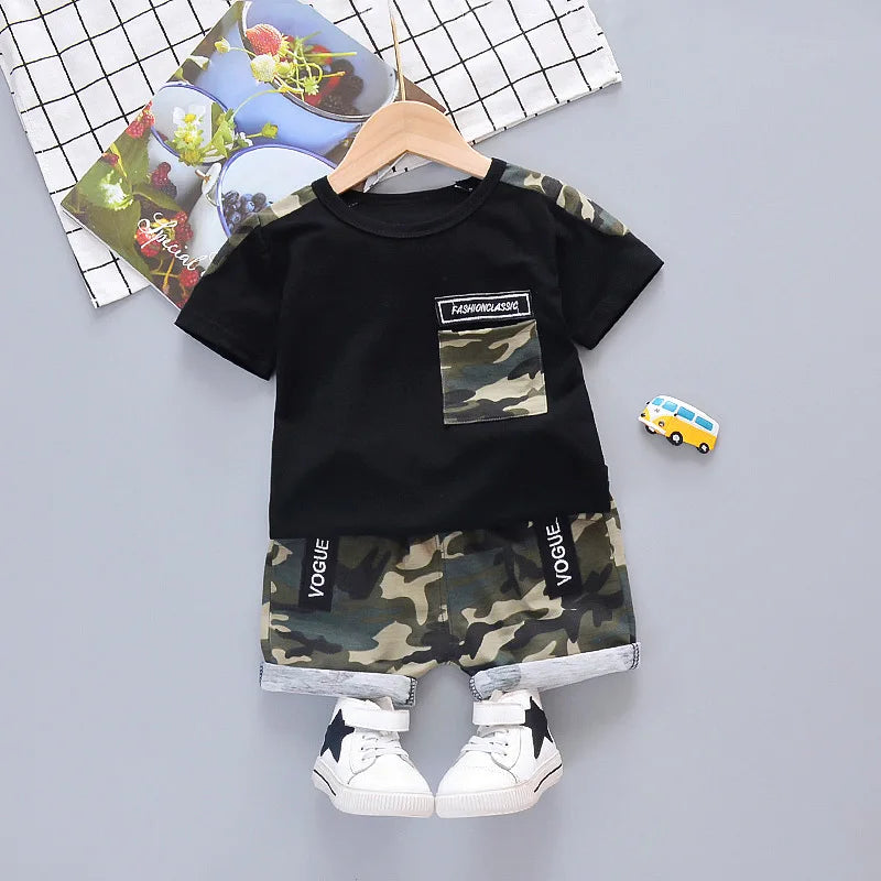 Summer Children Clothes Baby Girls Clothes Sets T-shirt Tops+Short Pants 2Pcs/Suit Toddler Boy Clothes Suit Infant Clothing Sets - Clikcy