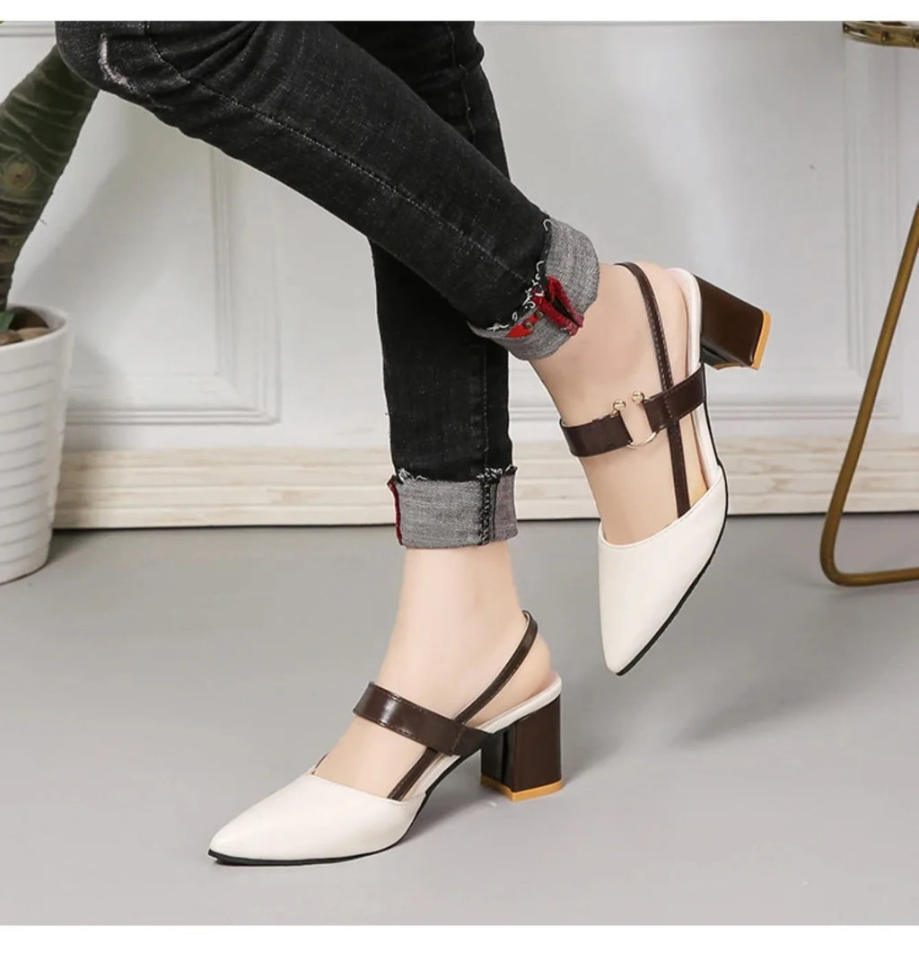 Women Sandals 2024 New Summer Pointy Chunky Sandals Plus Size Women Sandals Fashion High Heels Women Shoes Zapatos De Mujer