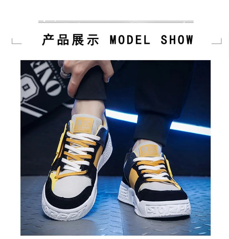 Men's Vulcanize Shoes 2024Designer Fashion Brand Sneakers Luxury Male Flat Platform Lace Up Casual Shoes for Men Tenis Masculino
