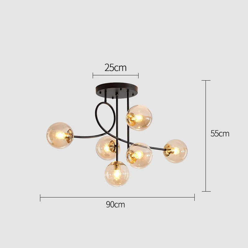 JUNYU Nordic Modern Chandelier Magic Bean Glass Ceiling LED Gold/Black Luxury Pendant Light for Living Room Bedroom Home Decor - Clikcy