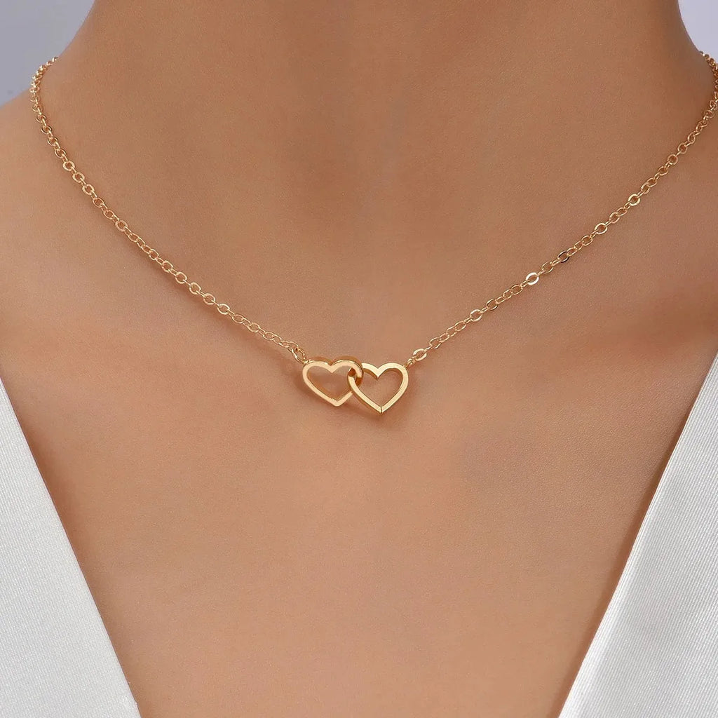 2Pcs/Set Simple Puzzle Heart Matching Pendant Couple Matching Necklace Couple Good Friends Ladies Men Hip Hop Sweater Chain - Clikcy