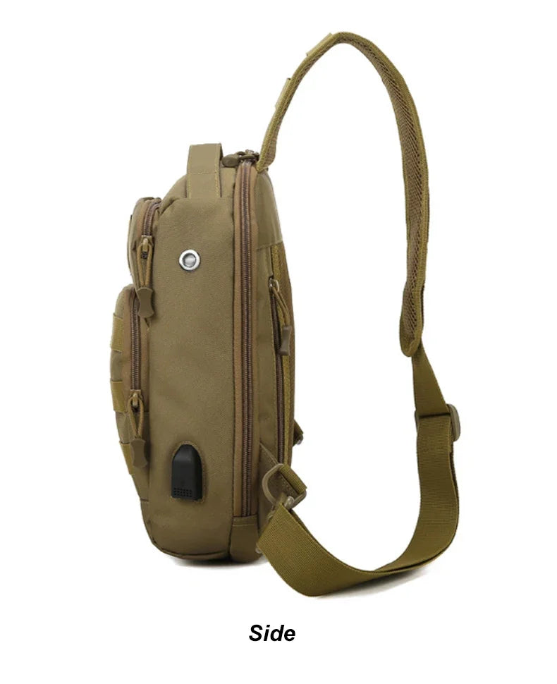 Tactical Shoulder Bag Molle Shoulder Backpacks Sling Daypack Backpack with USB Charging Port Chest Fishing Camping Fanny Pack - Clikcy