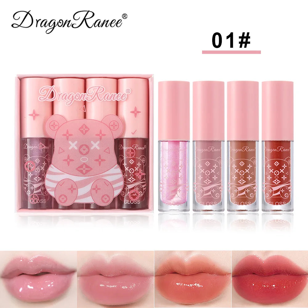 4 PCS Lip Ink Oil Set Hydrating Lip Gloss Pack Kit Moisturizer Waterproof Lip Tint Korean Makeup For Women Cosmetics - Clikcy