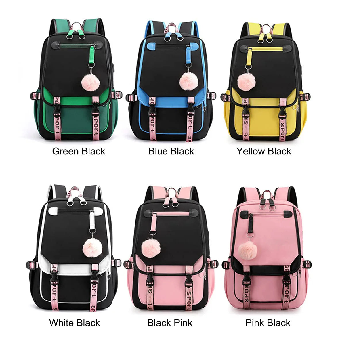 Backpack For Women Large Capacity School Travel Leisure School Bag College Backpacks With USB - Clikcy