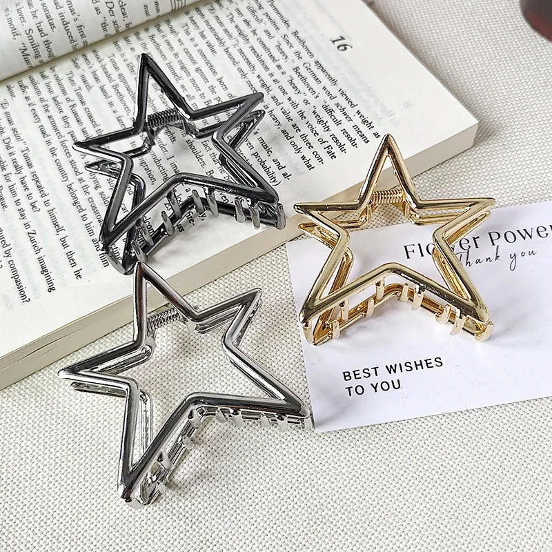 Hollow Star Hair Claws Sweet Cool Charm Trend Hair Clips for Women Girls Y2k Hair Accessories Stylish Hairpins for Gifts - Clikcy