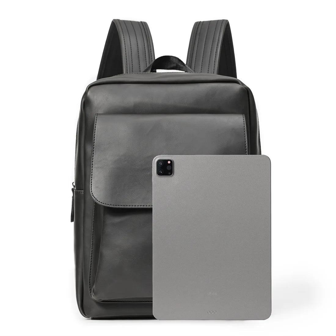 Retro Fashion Laptop Backpack Men Korean Style Flap Men's Backpacks High Quality PU Leather Travel Back Bag Student Schoolbags - Clikcy