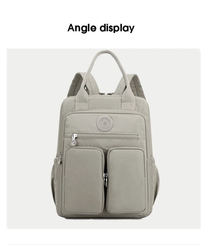 Multi-pocket Nylon School Backpack Casual Women's Backpack Lightweight Large Capacity School Bag Large Capacity Travel Backpack - Clikcy