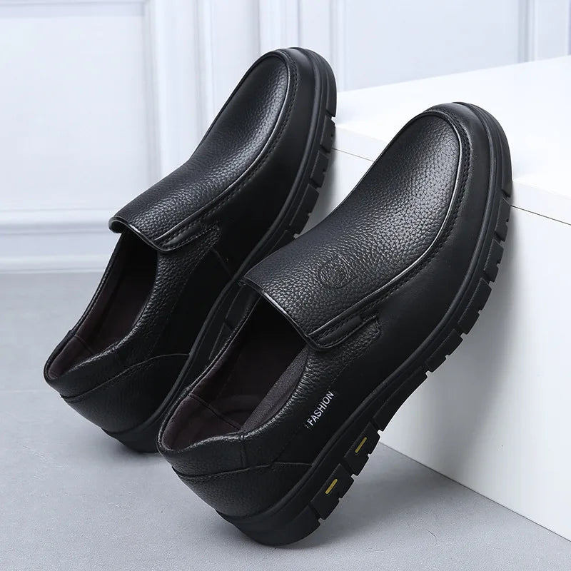 New Genuine Leather Handmade Shoes Casual Shoes For Men Flat Platform Walking Shoe Outdoor Footwear Loafers Breathable Sneakers - Clikcy