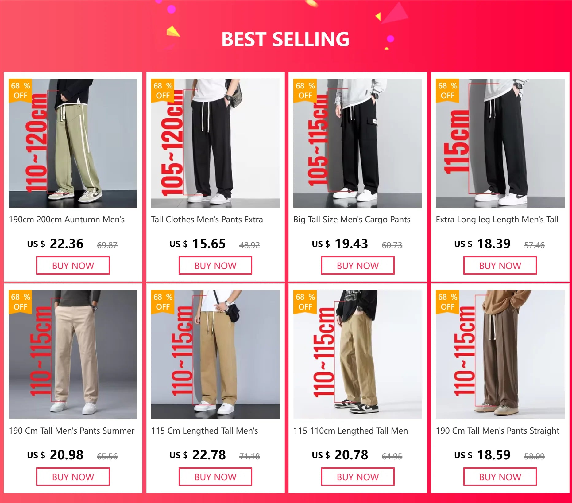 Tall Clothes Men's Pants Extra Long Length Summer Trouser Male Ice Silk Sport Inseam 36 190 Cm 120 115 Leg 110 120cm 115cm 105 - Clikcy