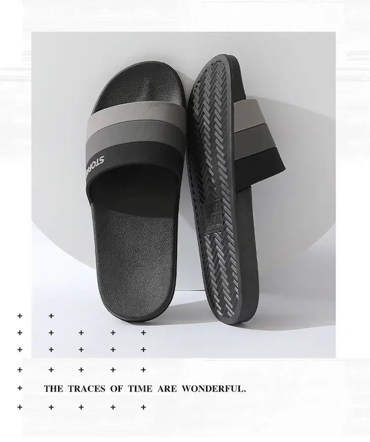 Striped Non Slip Quick-drying Slippers Soft Sole for Men Women Comfortable Shoes Indoor Outdoor Beach Shower Bathroom Slippers - Clikcy