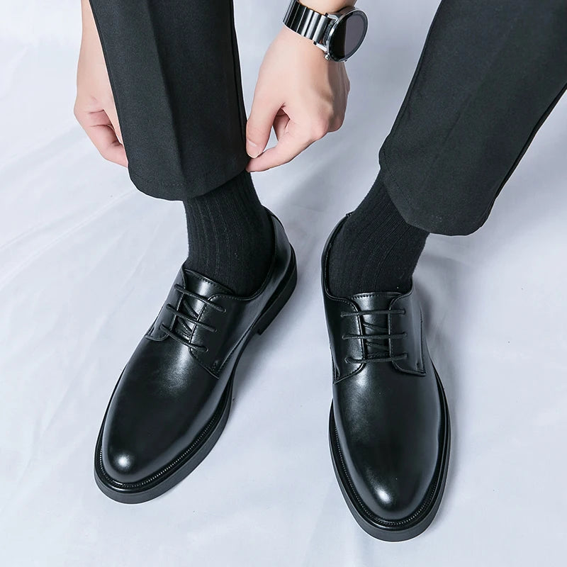 Classic Italy Pointed Toe Leather Shoes Men Luxury Oxfords Business Formal Office Men Shoes Boos Dress Men Black Wedding Shoes - Clikcy