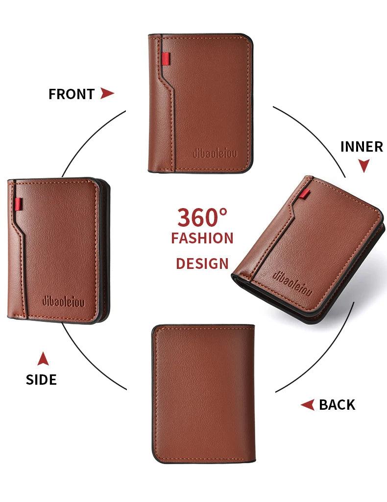 1Pc New Ultra-thin Mini Soft PU Leather Credit Card Wallet Holder Short Vertical High Quality Men's Wallet - Clikcy