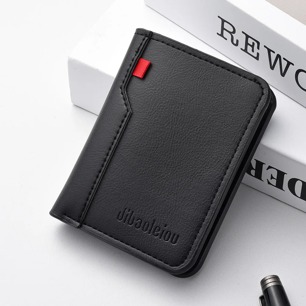 1Pc New Ultra-thin Mini Soft PU Leather Credit Card Wallet Holder Short Vertical High Quality Men's Wallet - Clikcy