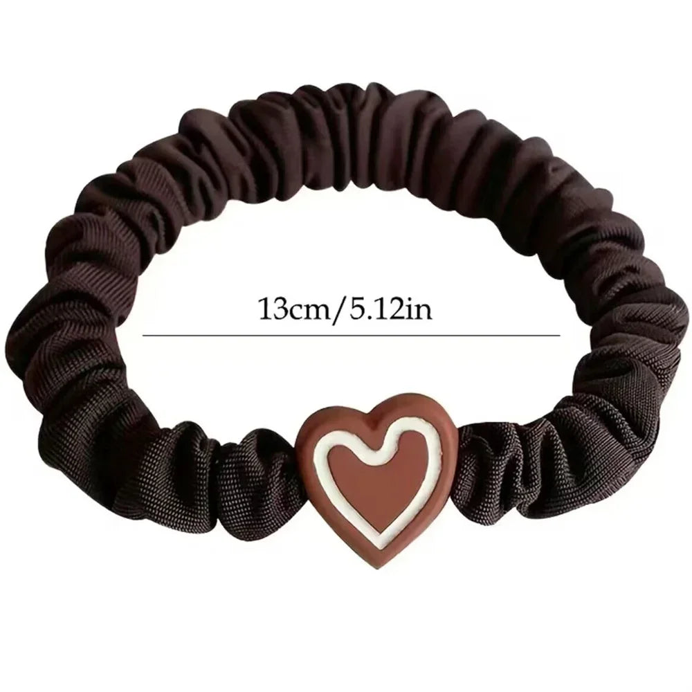 5/10/20pcs Simple Style Hair Tie Set Braided Hair Rope Heart Decor Scrunchies Elastic Ponytail Holder Hair Accessories For Women - Clikcy