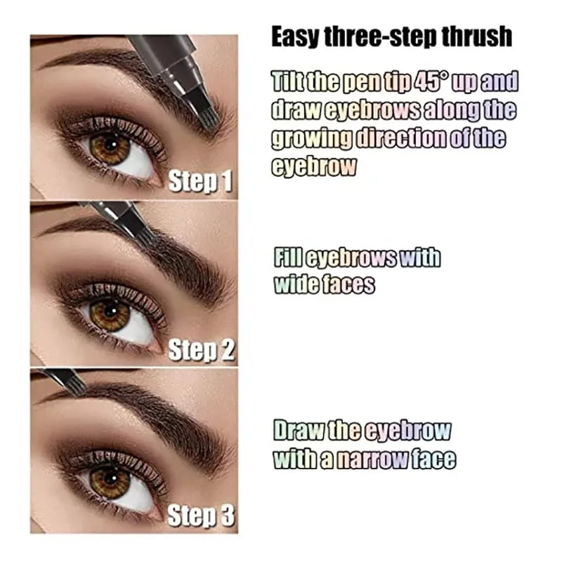4 Splitted Head Eyebrow Pencil Long Last Smudge Proof Waterproof Sweat Proof High Pigmented Easy Applying Liquid Eyebrow Pencil - Clikcy