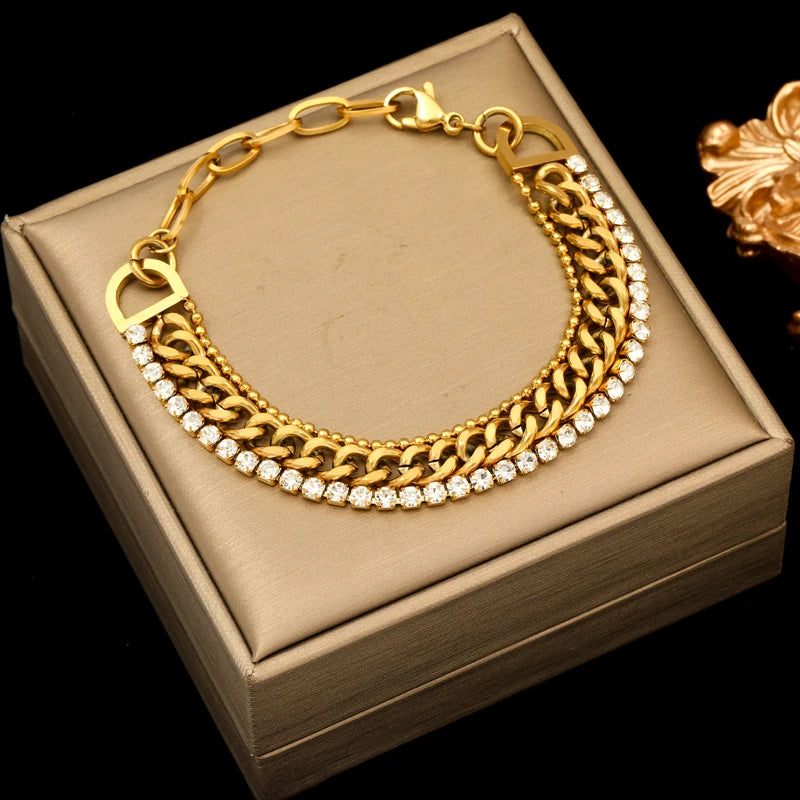 EILIECK 316L Stainless Steel Gold Color Bangles Bracelet For Women New Trendy Wrist Chain Waterproof Jewelry Gift Party Bijoux - Clikcy