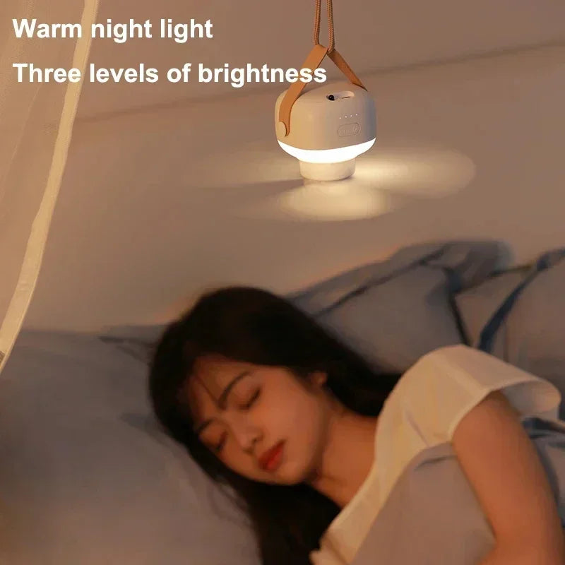 Portable Ceiling Fans Outdoor Camping Fan Tent Ventilator Cooler Rechargeable Electric Fan Remote Control LED Lighting - Clikcy