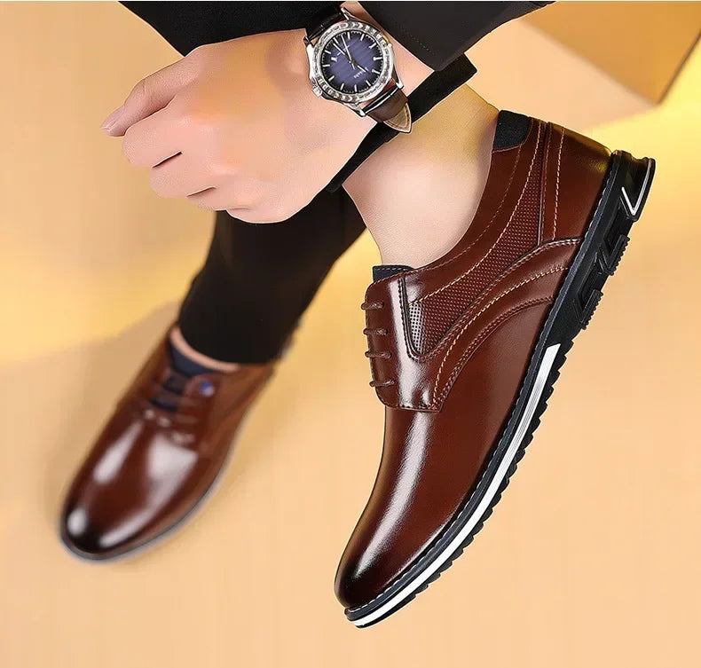 Men's Casual Leather Shoe Spring 2024 Men's Shoes Comfortable Silp on Work Shoes Male Soft Non-slip Loafers Summer Flat Shoe