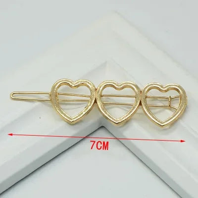 20240Fashion Woman Hair Accessories Triangle Hair Clip Pin Metal Geometric Alloy Moon Circle Hairgrip Barrette Girls Headwear - Clikcy