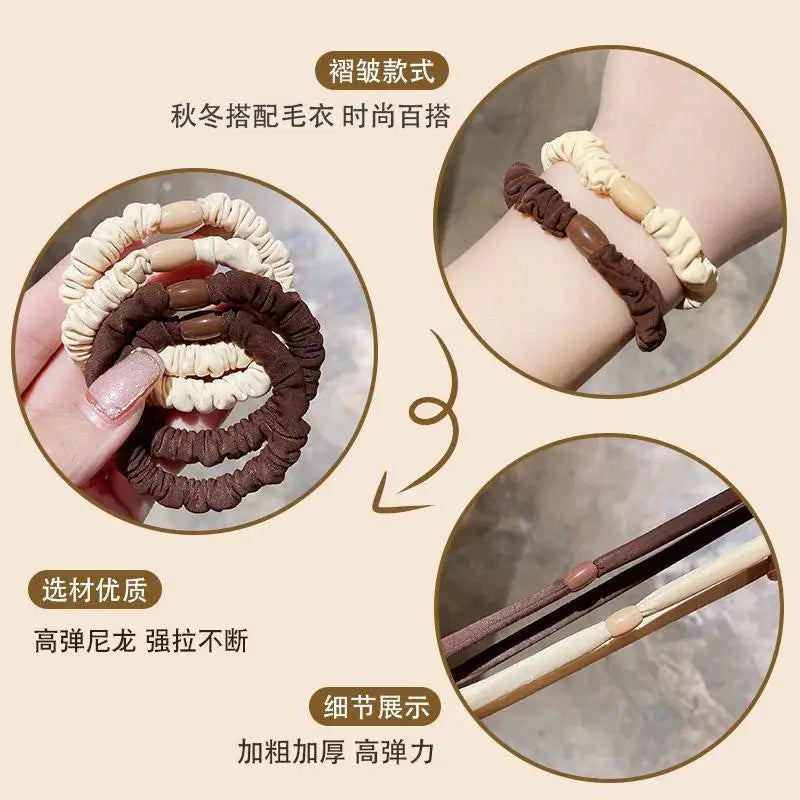 Korean Fashion High Elasticity Hair Ring for Girls Personality Thicken Ponytail Tie Hair Hair Rope Accessories Headband 3 Colos - Clikcy
