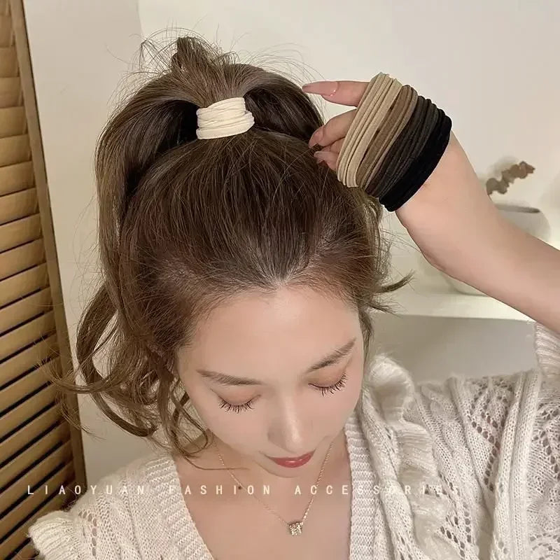 5pcs/Bag Women High Elastic Seamless Hair Rope Durable Girls No Crease Ponytail Holder Rubber Band Hair Accessories - Clikcy